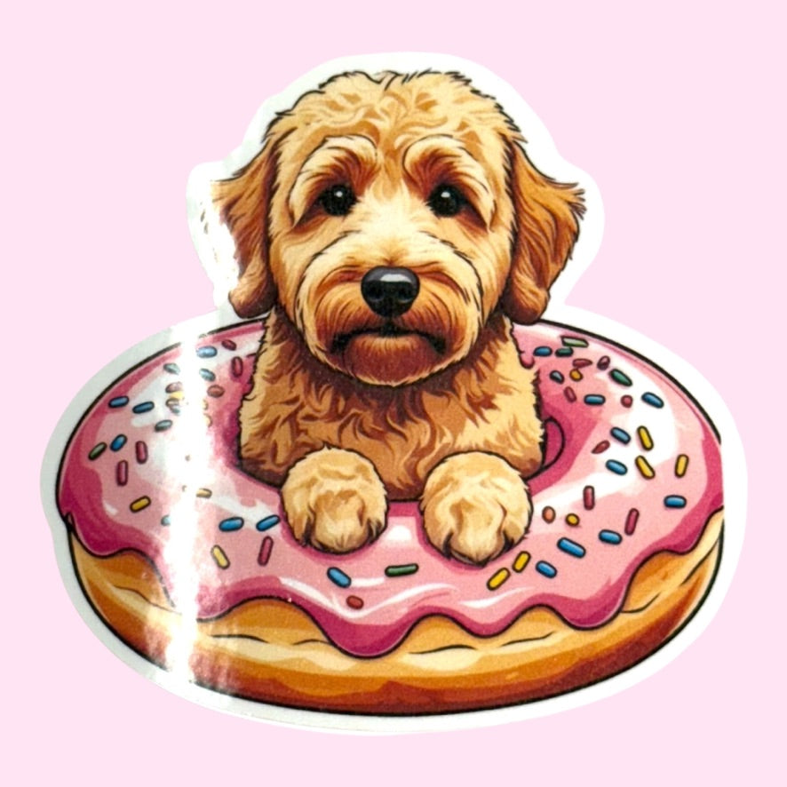 Goldendoodle in a donut