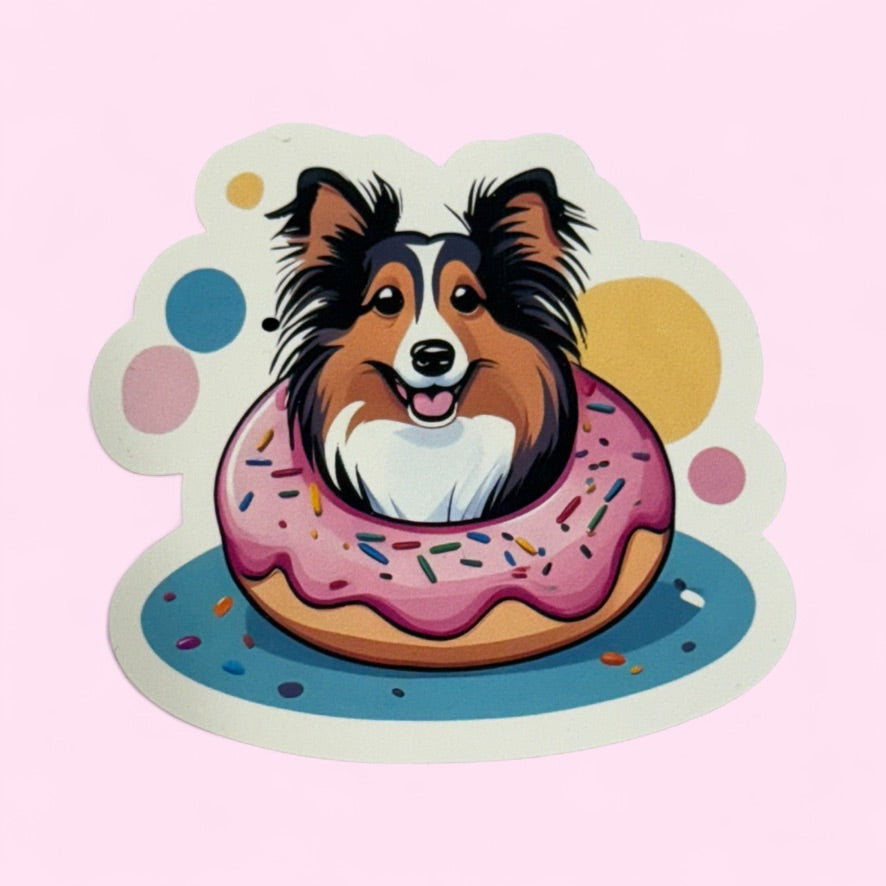 Sheltie in a donut
