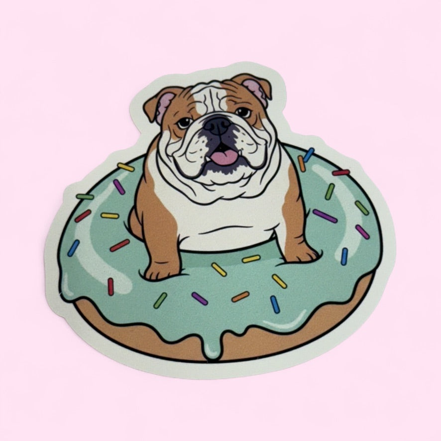 Bulldog in a donut