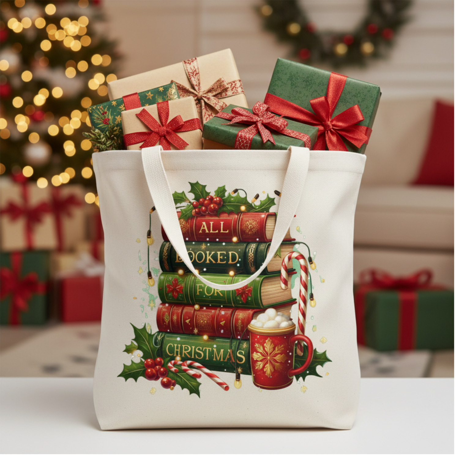 All Booked for Christmas Tote