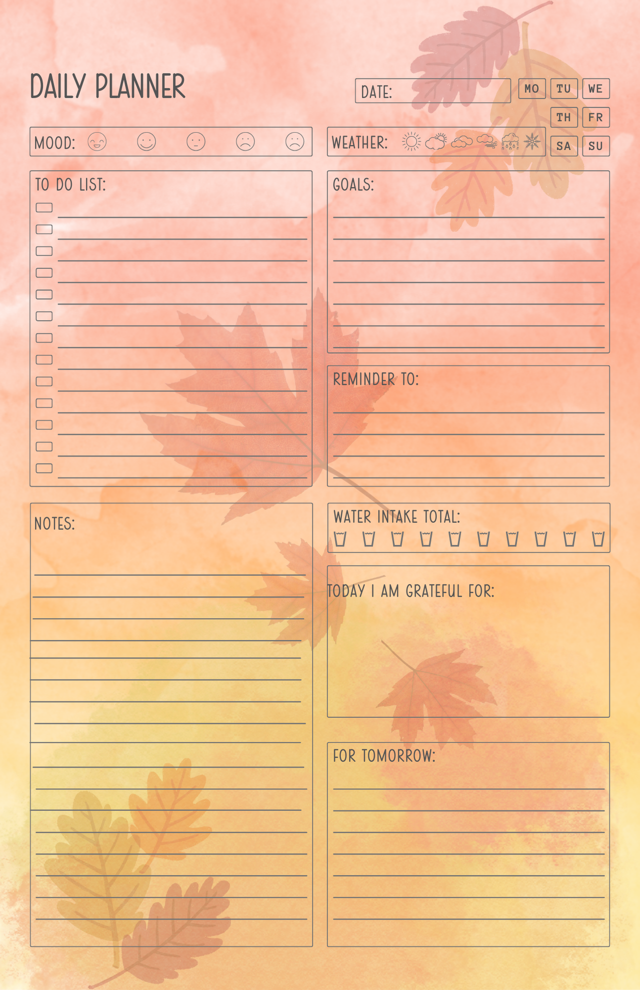 Autumnal Daily Planner