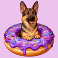 German Shepherd in a donut